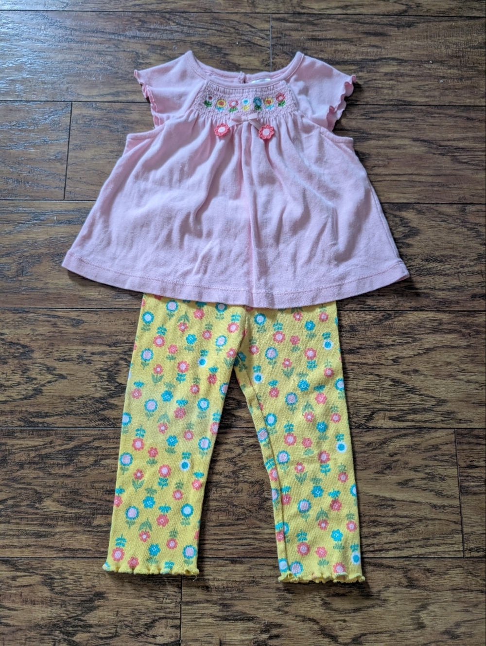 Gymboree Happy Rainbow Pink Smo cked with Yellow Floral Leggings